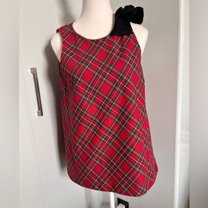 Sara Campbell Red Sleeveless Tank Top with Peter Pan Collar